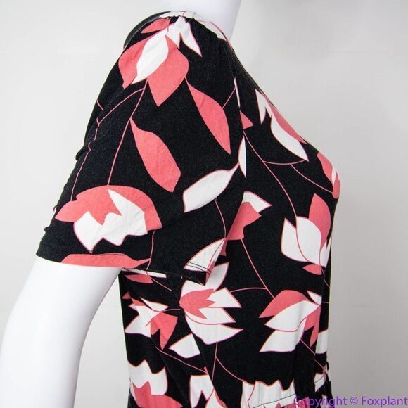 Modcloth black pink floral print short‎ sleeve dress, 1X - Picture 9 of 16